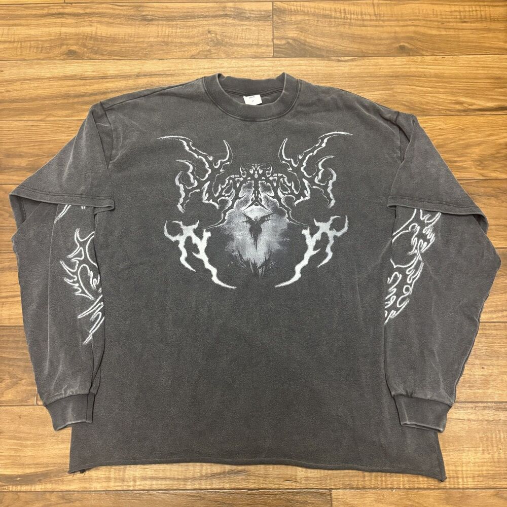 Y2K Artiemaster Gothic Lightning Layered Longsleeve Mens Size M Heavyweight